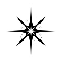 Fototapeta premium Guiding Star: A stylized, eight-pointed star icon shines brightly against a minimalist backdrop, representing guidance, direction, and hope.
