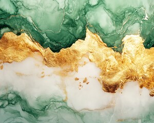 Obraz premium Abstract green and gold marble texture. Luxury background. Elegant design.
