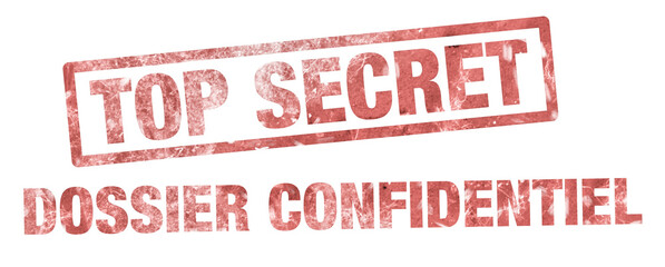 TOP SECRET DOSSIER CONFIDENTIEL, texte sur fond transparent