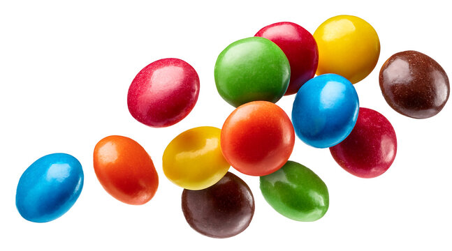 Flying Colorful Candy Isolated on Transparent Background