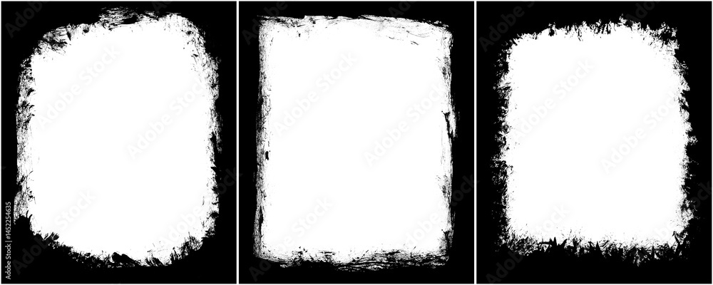 Fototapete grunge texture overlay in black with harsh border detail isolated on a transparent or white backgrou