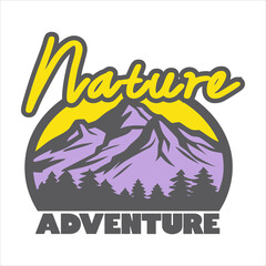 Mountain Outdoor Adventure Illustration Design, Vintage Mountain Outdoor Illustration