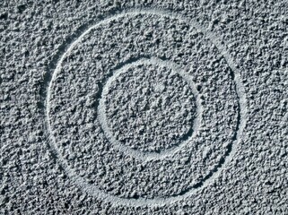 Template background with concrete plaster and two circles on it