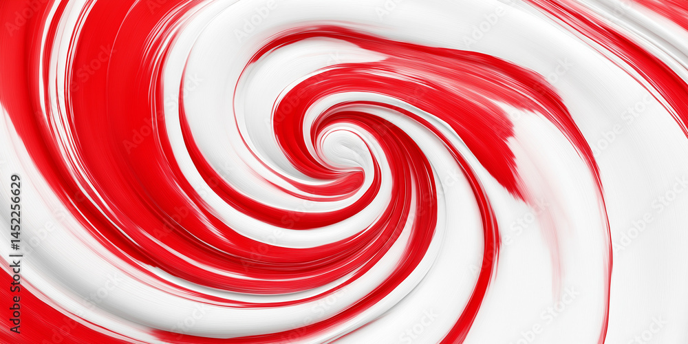 Poster swirling red and white abstract design with a focus on movement and artistic composition in a dynami