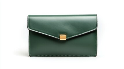 Forest green leather clutch
