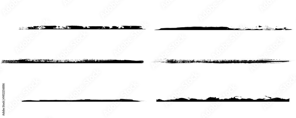 Fototapete png set of grunge brush stroke elements and marker scribble art isolated on a transparent or white b