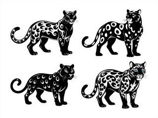 clouded leopard sihouette black vector bundle