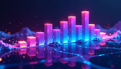 A futuristic 3D audio equalizer reacts dynamically to a deep bass rhythm