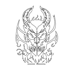 Obraz premium Stylized monochrome devil depiction with aggressive eyes and sharp teeth