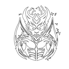 Abstract Demonic Figure Outline with Wing-like Shapes and Bird Accents Artwork