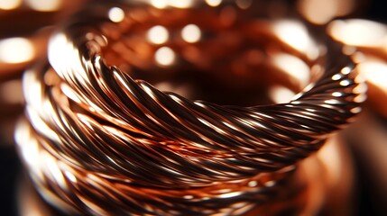 Copper Wire Coil: A detailed image of a copper wire coiled around a magnet, with a soft, metallic sheen and intricate reflections. 

