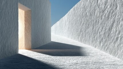 Architectural corridor with light and shadow