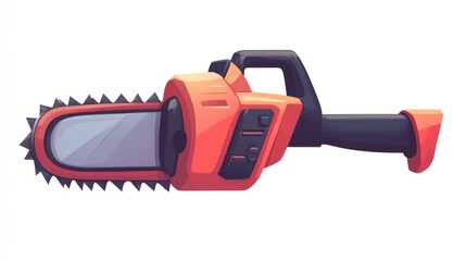 Naklejka premium Cartoon illustration of a modern chainsaw