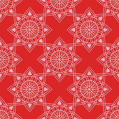 Pink and red geometric flower pattern for background, seamless pattern.