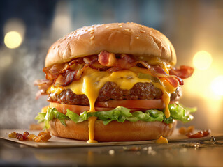 hamburger with french fries