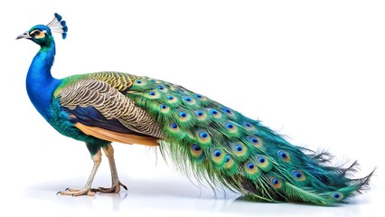 Fototapeta premium peacock in front of white