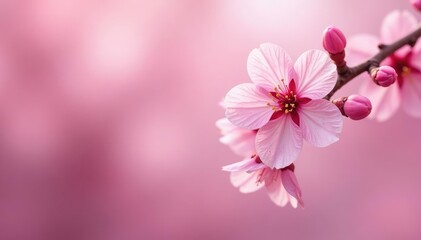 Obraz premium Delicate pink sakura blossoms, full bloom, soft petals , illustration, japanese