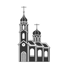 Church of the Holy Trinity, a religious building with a dome and cross vector illustration 