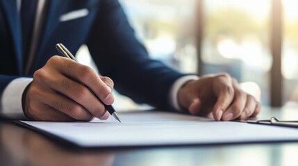 Businessperson signing document