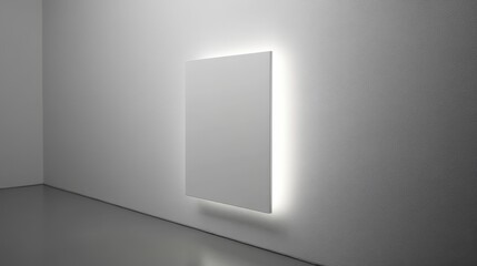 Modern minimalist wall panel illuminated by light.