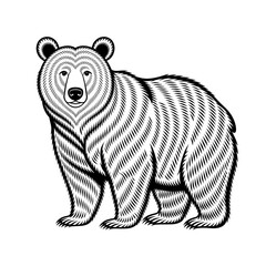 ‎A black and white bear illustration line art of a coloring page
