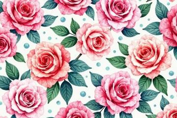 Delicate watercolor roses in a repeating pattern , pastel, wallpaper
