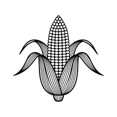 ‎A black and white corn illustration line art of a coloring page