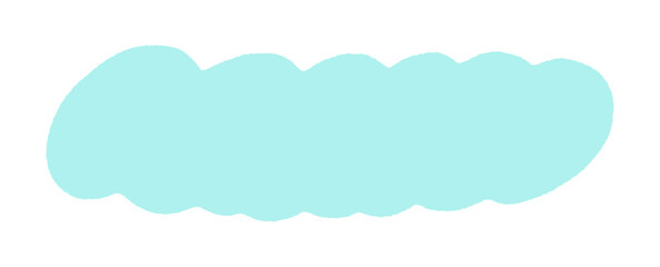 手描きの落書き風のあしらい - シンプルでポップな水色の雲型の文字スペース･装飾パーツ素材