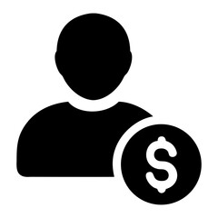 Silhouette of person with dollar sign icon, finance and business concept, money management representation