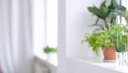 Fototapeta premium 窓辺の美しい観葉植物、窓辺の美しい観葉植物、