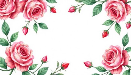 Delicate watercolor roses & leaves, repeating pattern, print, repeat, art