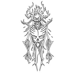 Fototapeta premium Intricate spectral entity design with skeletal accents and botanical crown