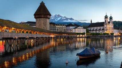 One night in the center of Lucerne city and swiss architecture in switzerland on 1st may 2025
