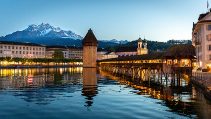 One night in the center of Lucerne city and swiss architecture in switzerland on 1st may 2025