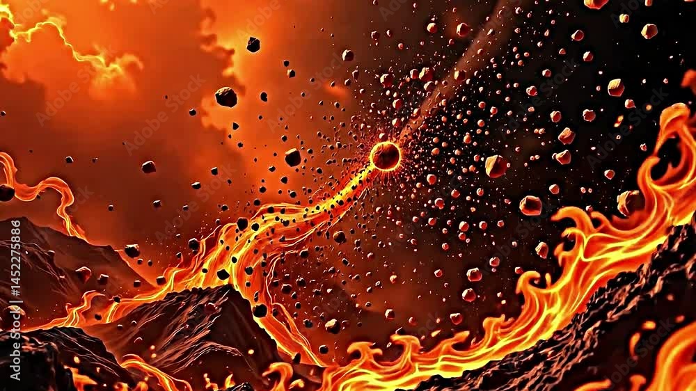 Aufkleber dramatic fiery cosmic scene where swirling vortex flames extends from central point creating dynamic