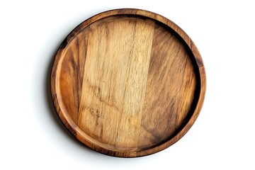 Wooden round tray isolated on a white background