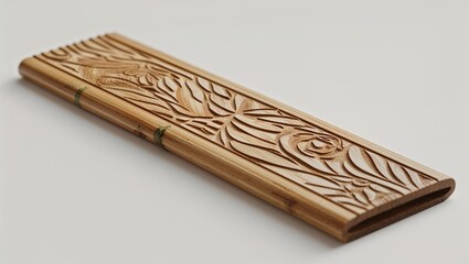 Handcarved Bamboo Bookmark with Intricate Floral Patterns for Elegant Reading and Eco-Friendly Home Decor in Natural Design