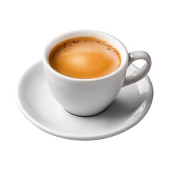 Fototapeta premium Delicious cup of espresso, close up studio shot on transparent background, classic Italian coffee drink with rich crema, aromatic caffeine beverage
