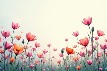 Fototapeta premium Delicate wildflowers, pastel tones, endless repeat, pastel, spring, soft
