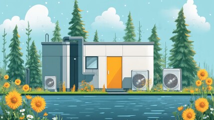 Modern eco friendly house design with sustainable elements and nature integration