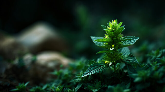 A green works of justicia adhatoda vasica, also known as malabathrum, blooming in spring in chakwal, punjab pakistan.