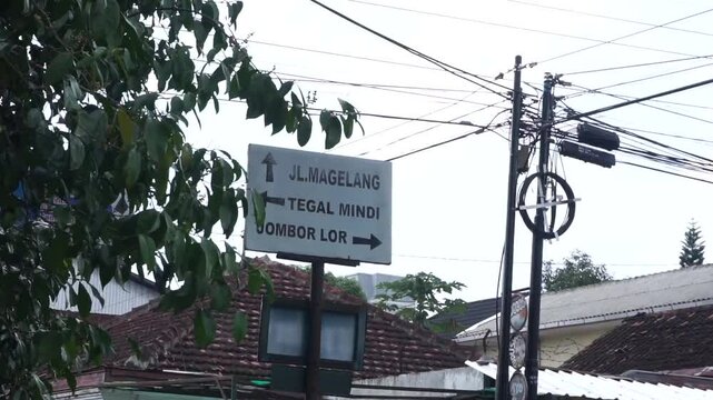 Indonesian Street Sign Directions Magelang Tegal Mindi Jombor Lor