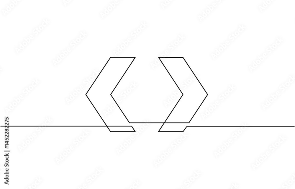 Poster continuous line drawing of chevron alignment right curve symbol, continuous line drawing of chevron 