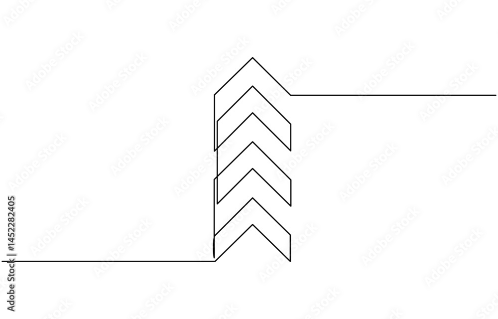 Poster continuous line drawing of chevron alignment right curve symbol, continuous line drawing of chevron 