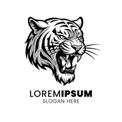 Roaring Tiger Head Monochrome Logo: A Symbol of Power and Majesty
