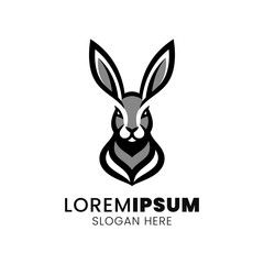 Stylish Geometric Rabbit: A Modern Monochrome Logo Icon