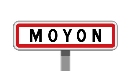 Panneau sur poteau de Moyon, Manche, Normandie