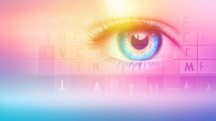 Vibrant digital human eye peering through a matrix of abstract data