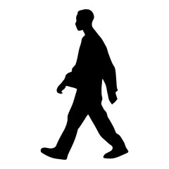 Silhouette of a man walking isolated on transparent background