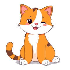 Fototapeta premium Cute Winking Orange Cat Vector Cartoon